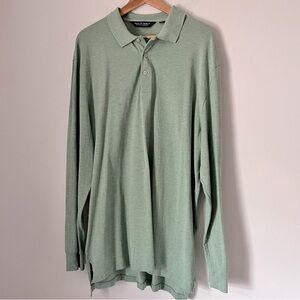 POLO GOLF Ralph Lauren Pima Cotton Long Sleeve 3 Button Polo Shirt Sage Green XL